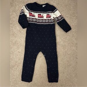 Janie and Jack Navy and White Train One Piece